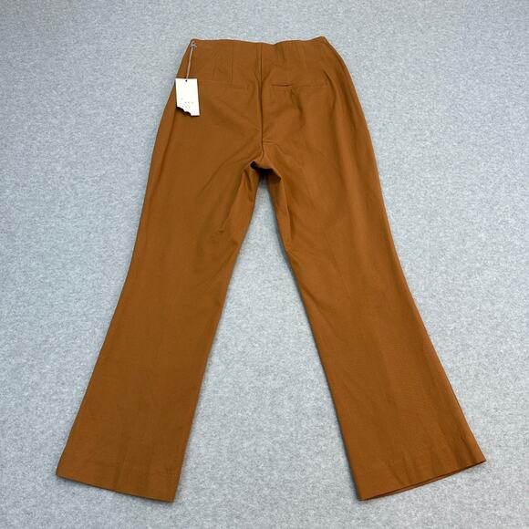A New Day Kick Flare Pants WMNS 6 Brown High Rise Side Zip Stretch Elastic Waist - Picture 3 of 10